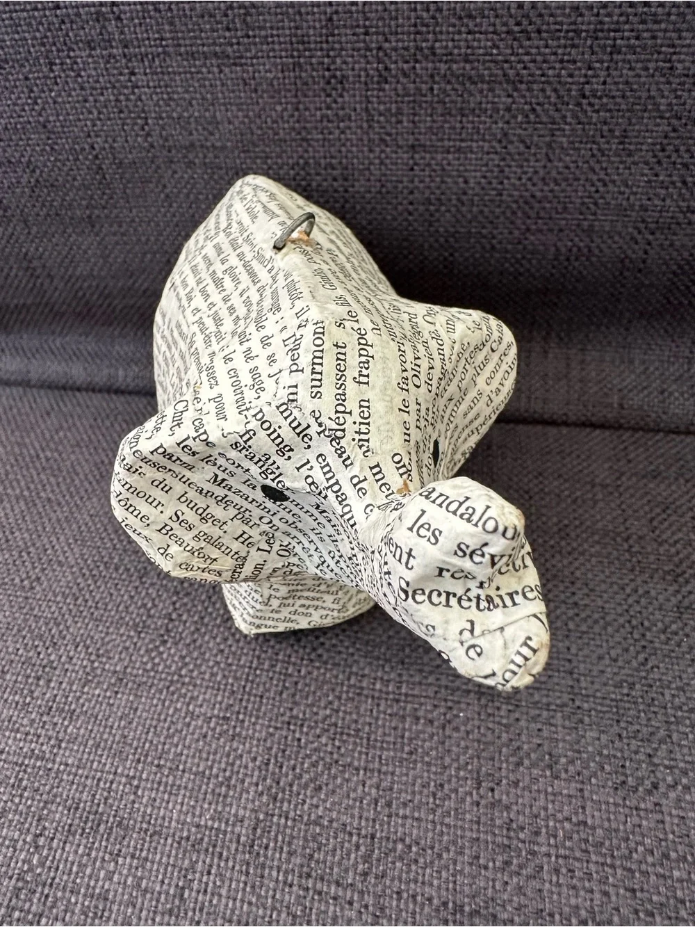 CB2 Paper-Mâché Safari Animal 4 piece Set - Newspaper Printed Animal Ornaments